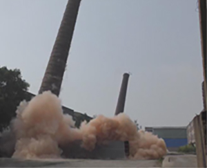 山西中设华晋铸造有限公司三座烟囱爆破视频